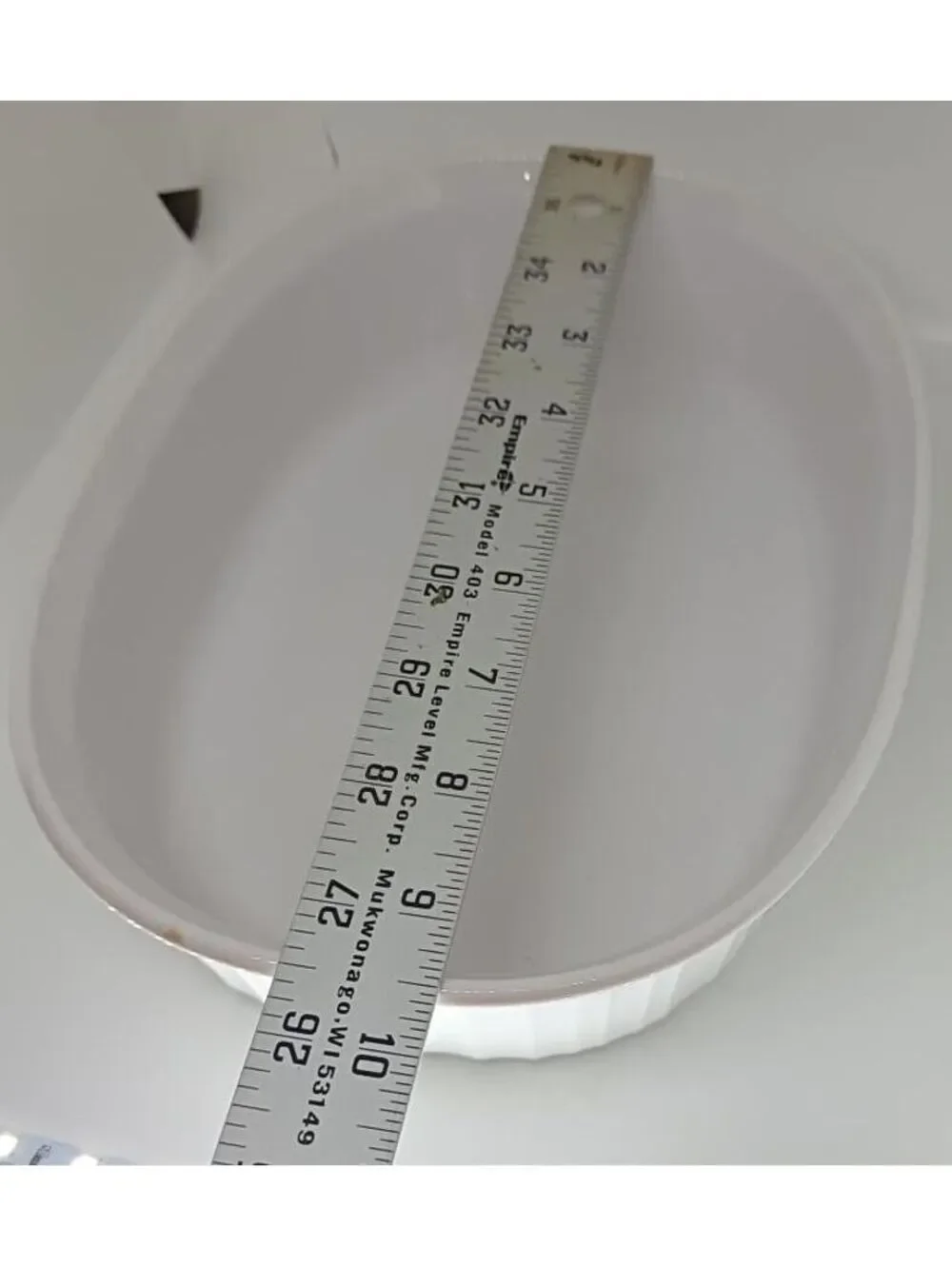 Vtg CorningWare White Oval Casserole Dish Clear Glass Lid
